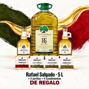 Aceite de Orujo de Oliva Rafael Salgado 5lt (+ 2 jarritas + 4 condimentos de REGALO)